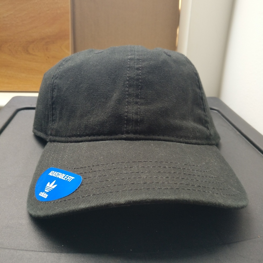 New Adidas Solid Black Strapback Hat
